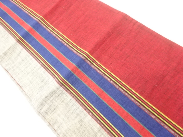 JAPANESE KIMONO / ANTIQUE FUKURO OBI / SILK / TSUMUGI / WOVEN STRIPE